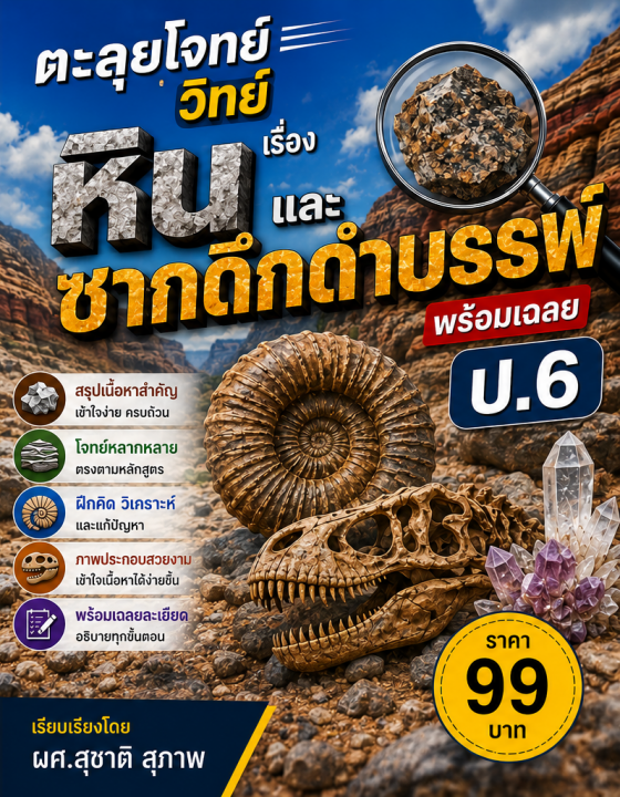 ตะลุยโจทย์ วิทย์ ป.6 เรื่อง หินและซากดึกดำบรรพ์