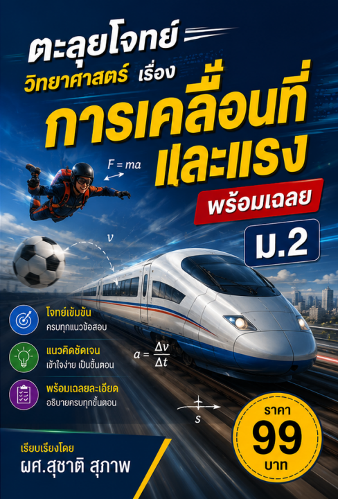 ตะลุยโจทย์ วิทยาศาสตร์ ม.2 เรื่อง การเคลื่อนที่และแรง