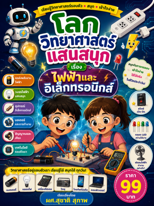 โลกวิทยาศาสตร์แสนสนุก สำหรับเด็ก เรื่อง ไฟฟ้าและอิเล็กทรอนิกส์