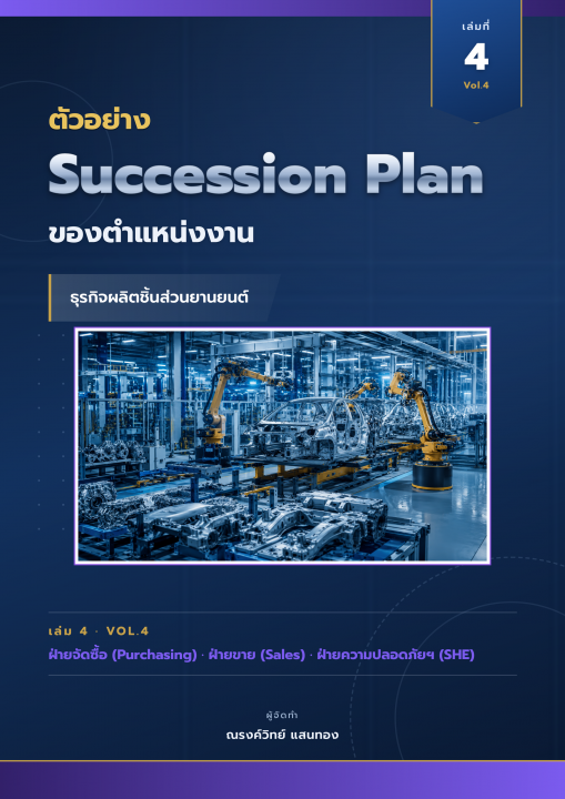 ตัวอย่าง Succession Plan ของตำแหน่งงาน ธุรกิจผลิตชิ้นส่วนยานยนต์ เล่มที่ 4 ฝ่ายจัดซื้อ ฝ่ายขาย ฝ่ายความปลอดภัย
