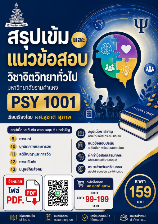 สรุปเข้มและแนวข้อสอบ จิตวิทยาทั่วไป PSY 1001